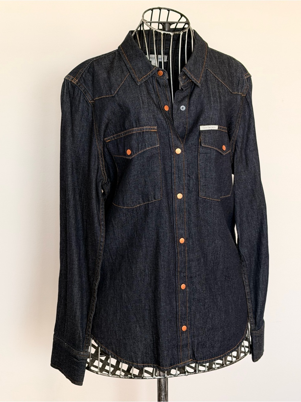 Calvin Klein Dark Denim Western Snap Front Shirt